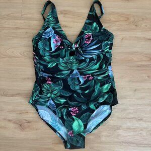 Kona Sol Tropical Print One Piece Swimsuit Size 16